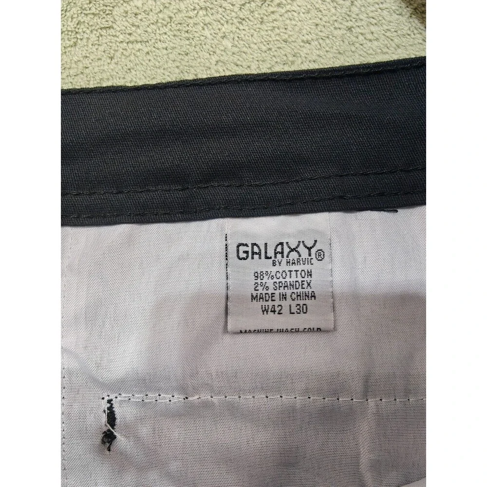 Galaxy by Harvic Mens Chino Pants NWT W42 L30 Black Stretch Skinny Trousers New